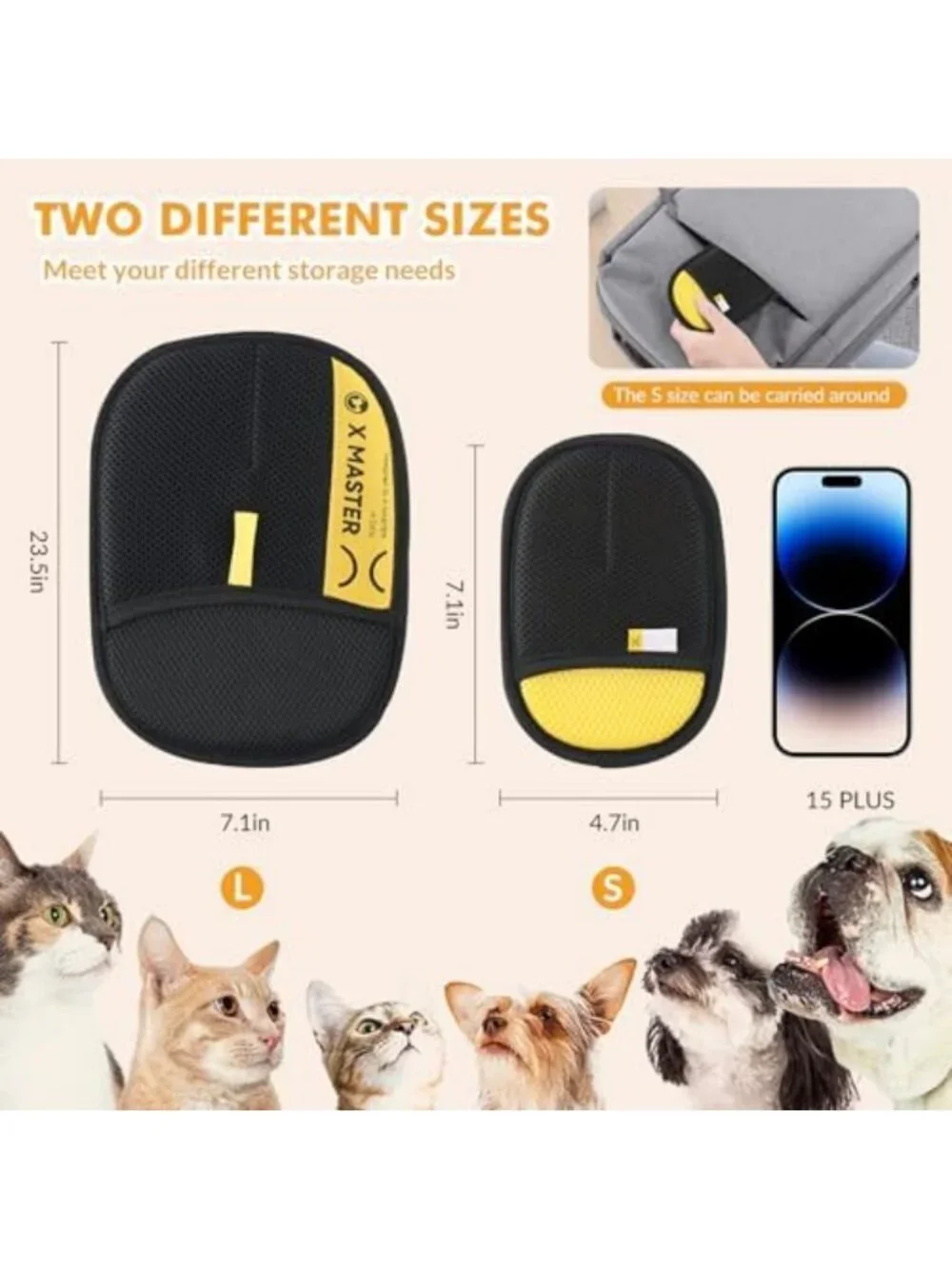 3-Pack Reusable Pet Hair Removal Gloves for Dogs & Cats - Electrostatic Cleaning